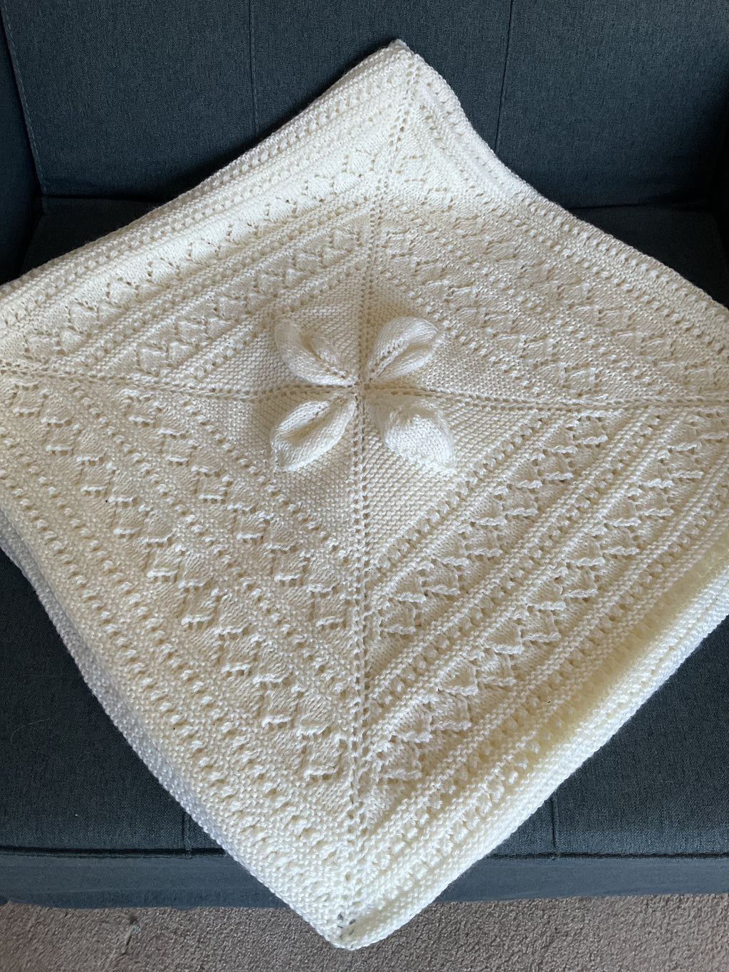 Cream Flower Design Cot Blanket