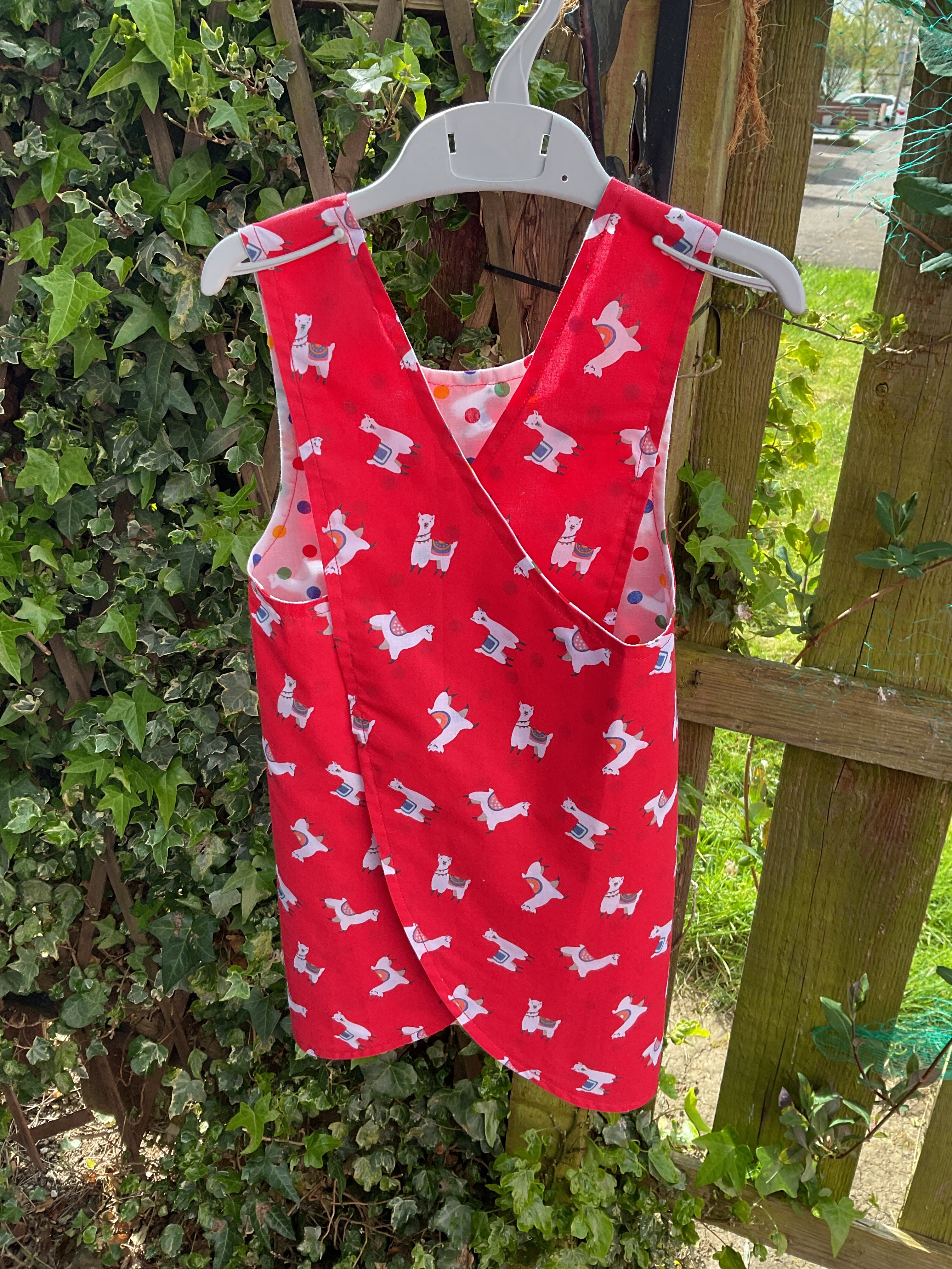 Child's Cross Back Apron (Lama Print)