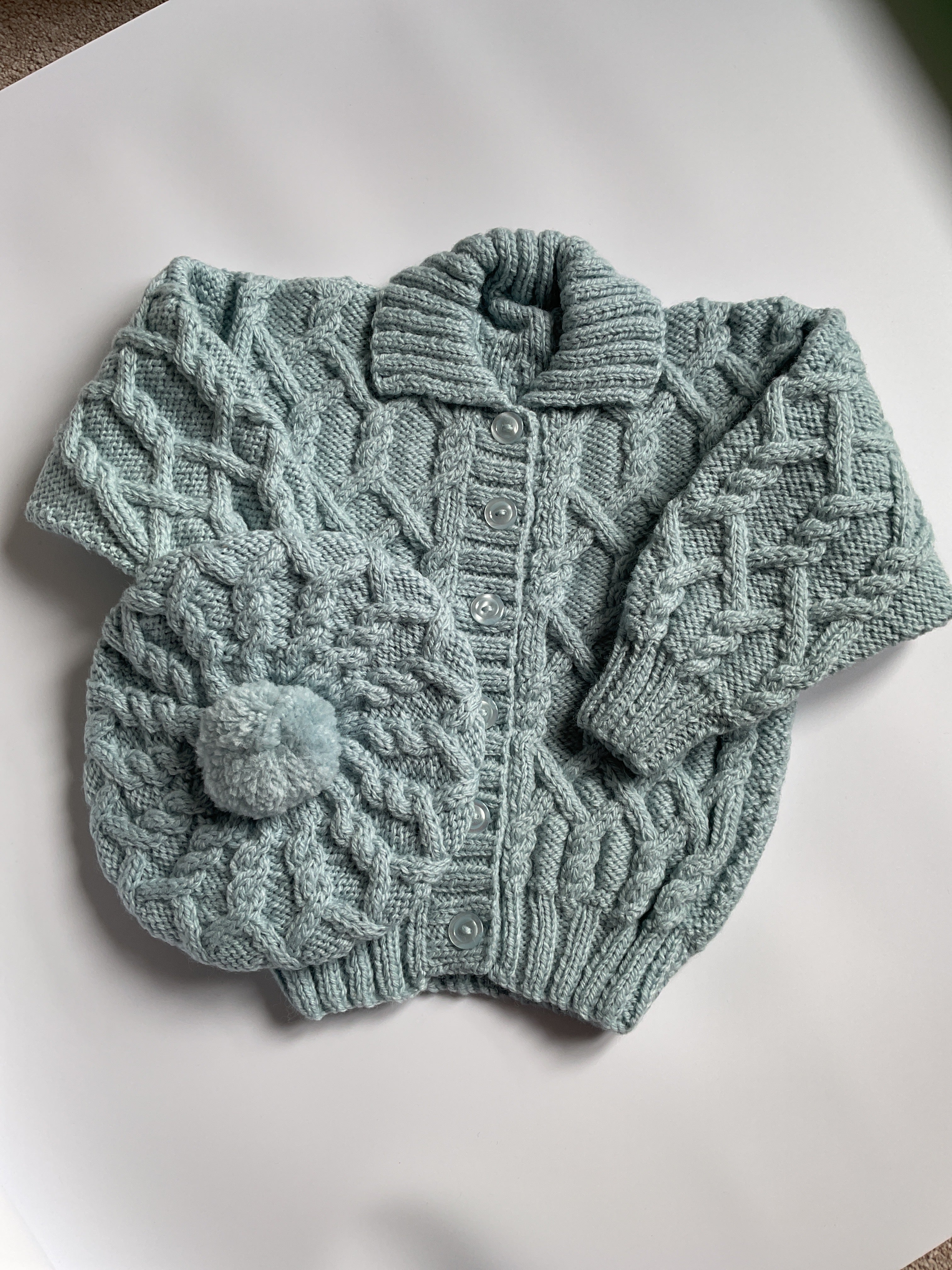 Blue Aran Jacket and Beret
