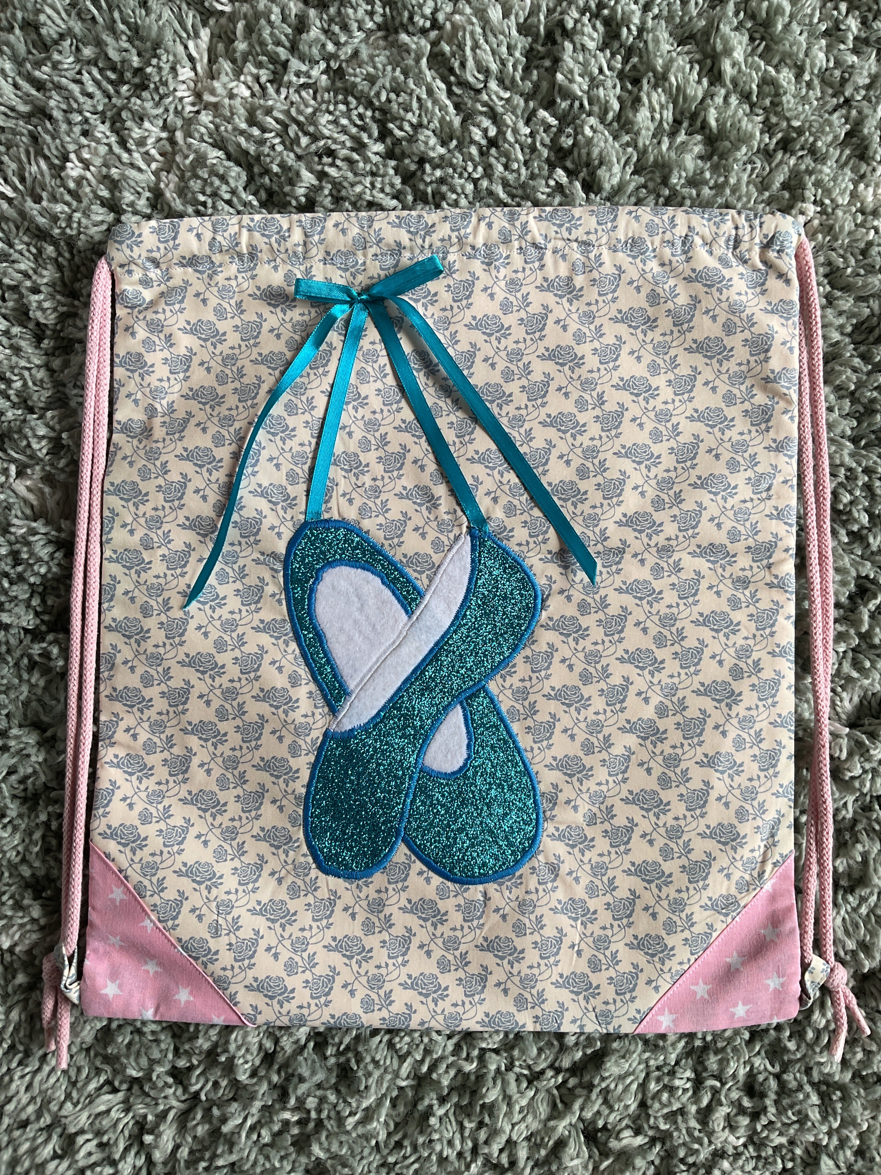 Ballet Shoes Drawstring Bag (Blue)