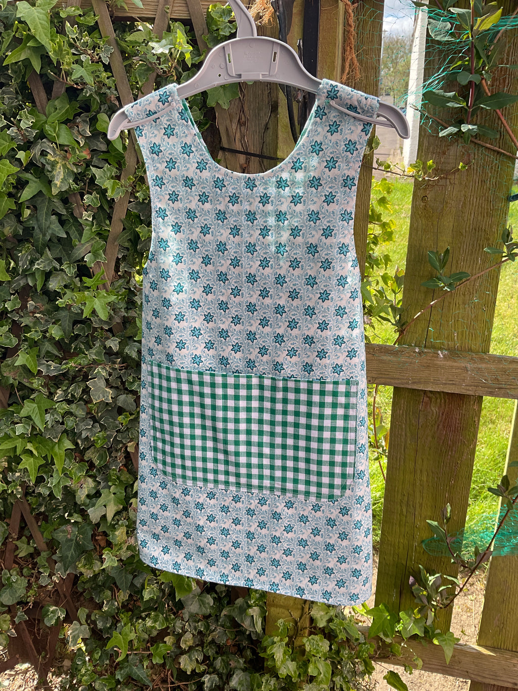 Child's Cross Back Apron (Blue Flower)
