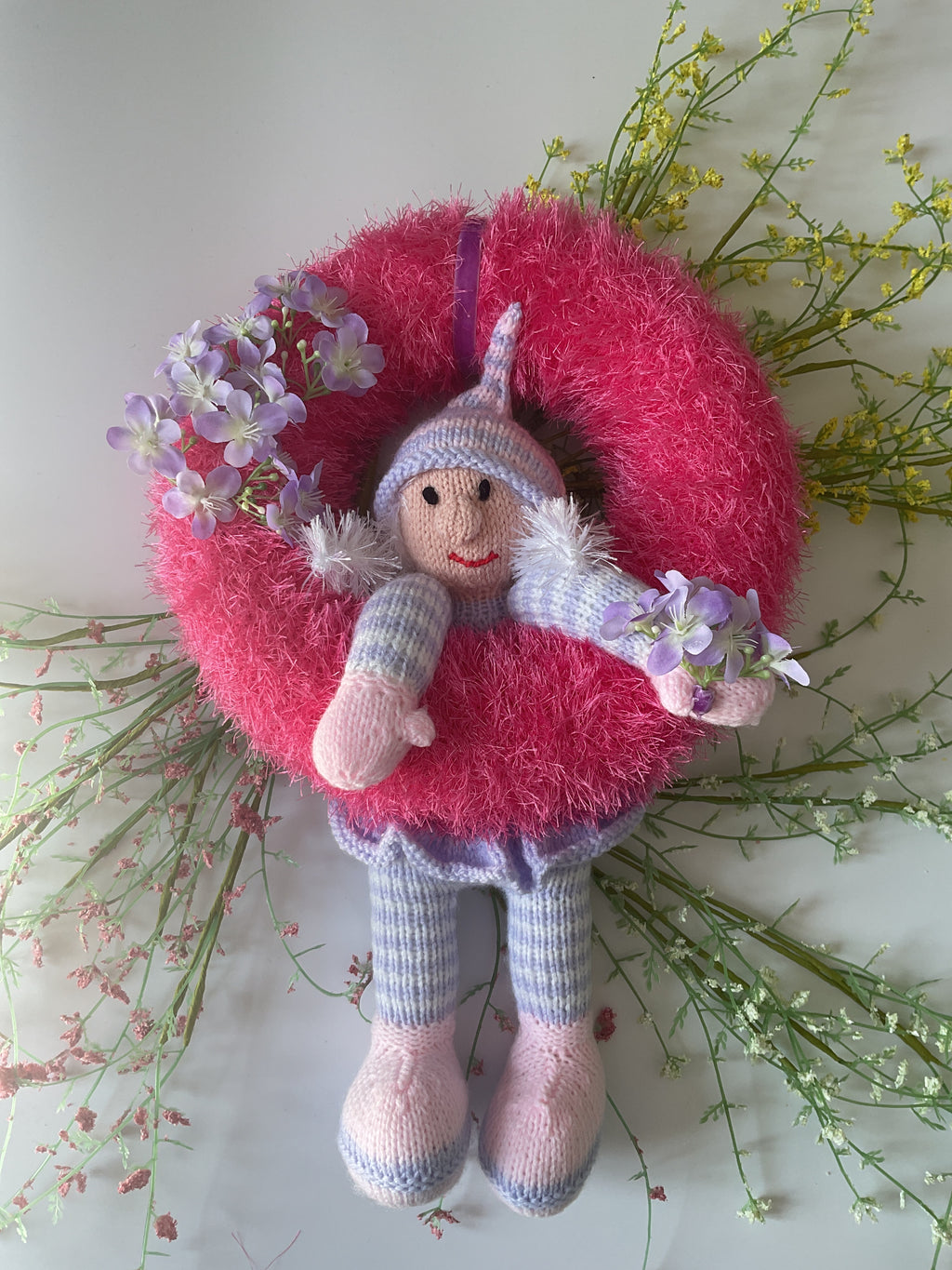 Pink Flower Girl Wall Hanging.