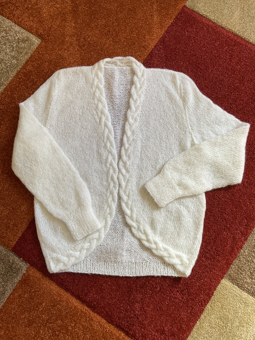 Ladies Cable Edge Mohair Cardigan