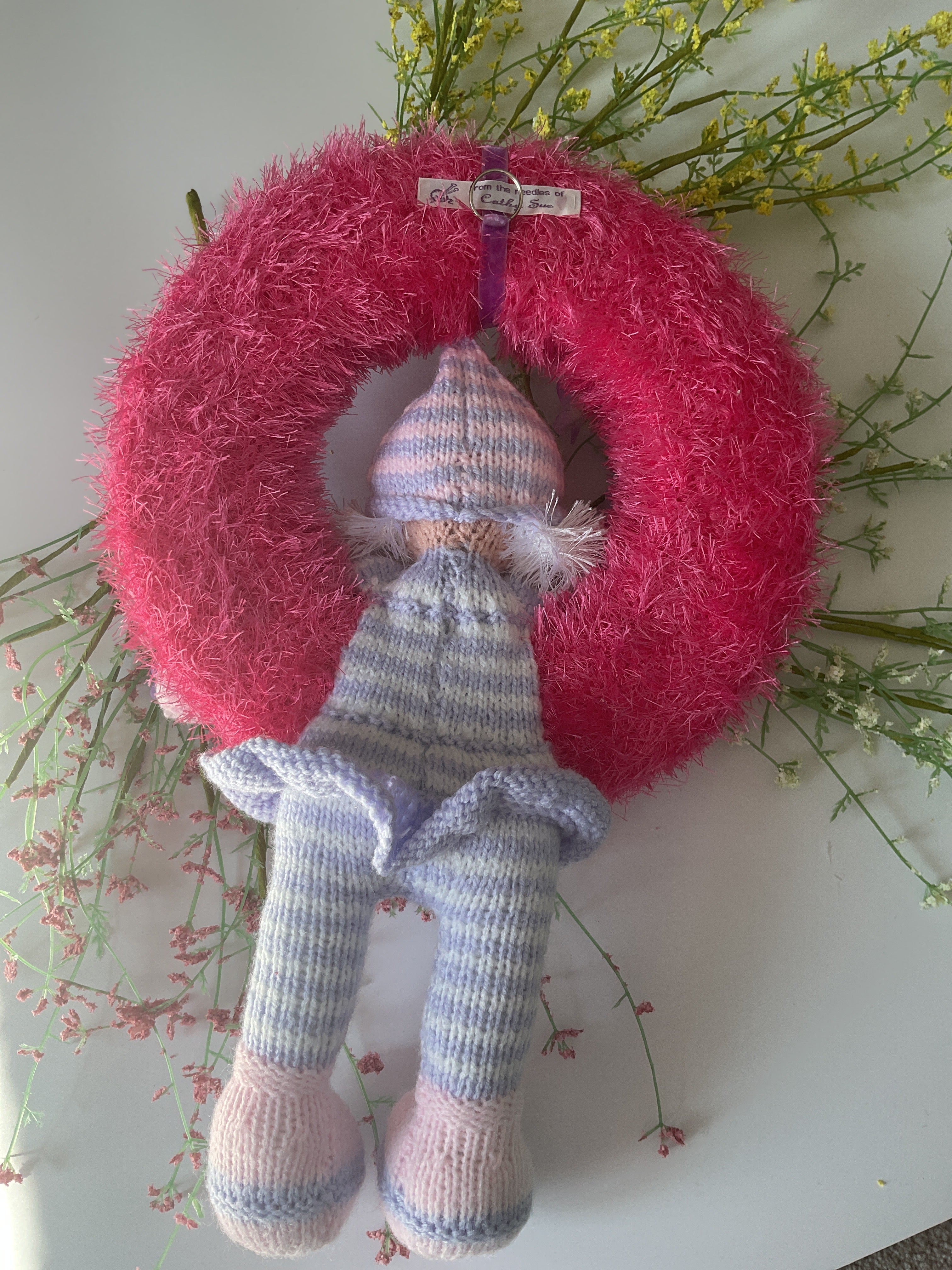 Pink Flower Girl Wall Hanging.