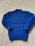 Round Neck Aran Jumper – Blue