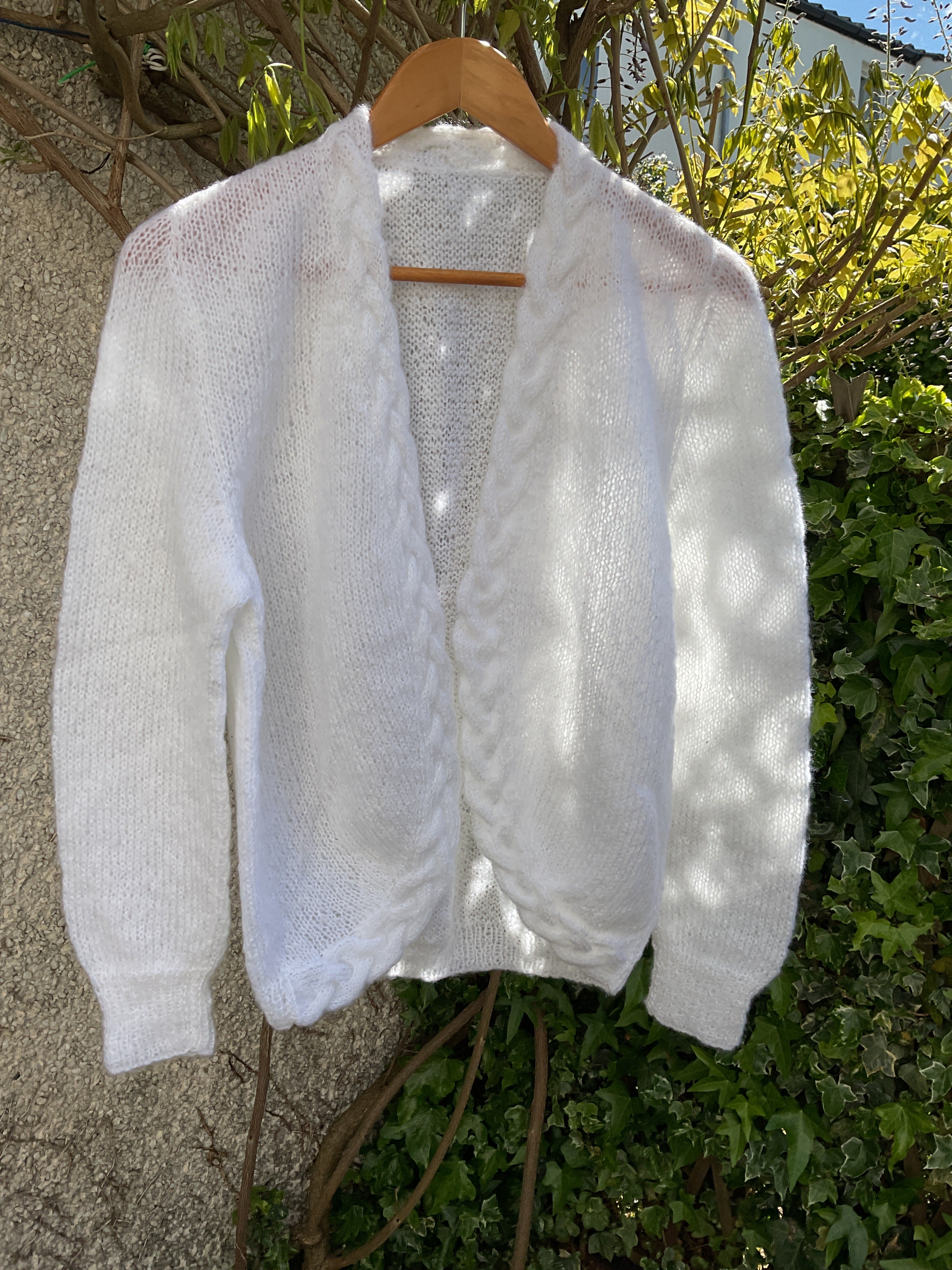 Ladies Cable Edge Mohair Cardigan