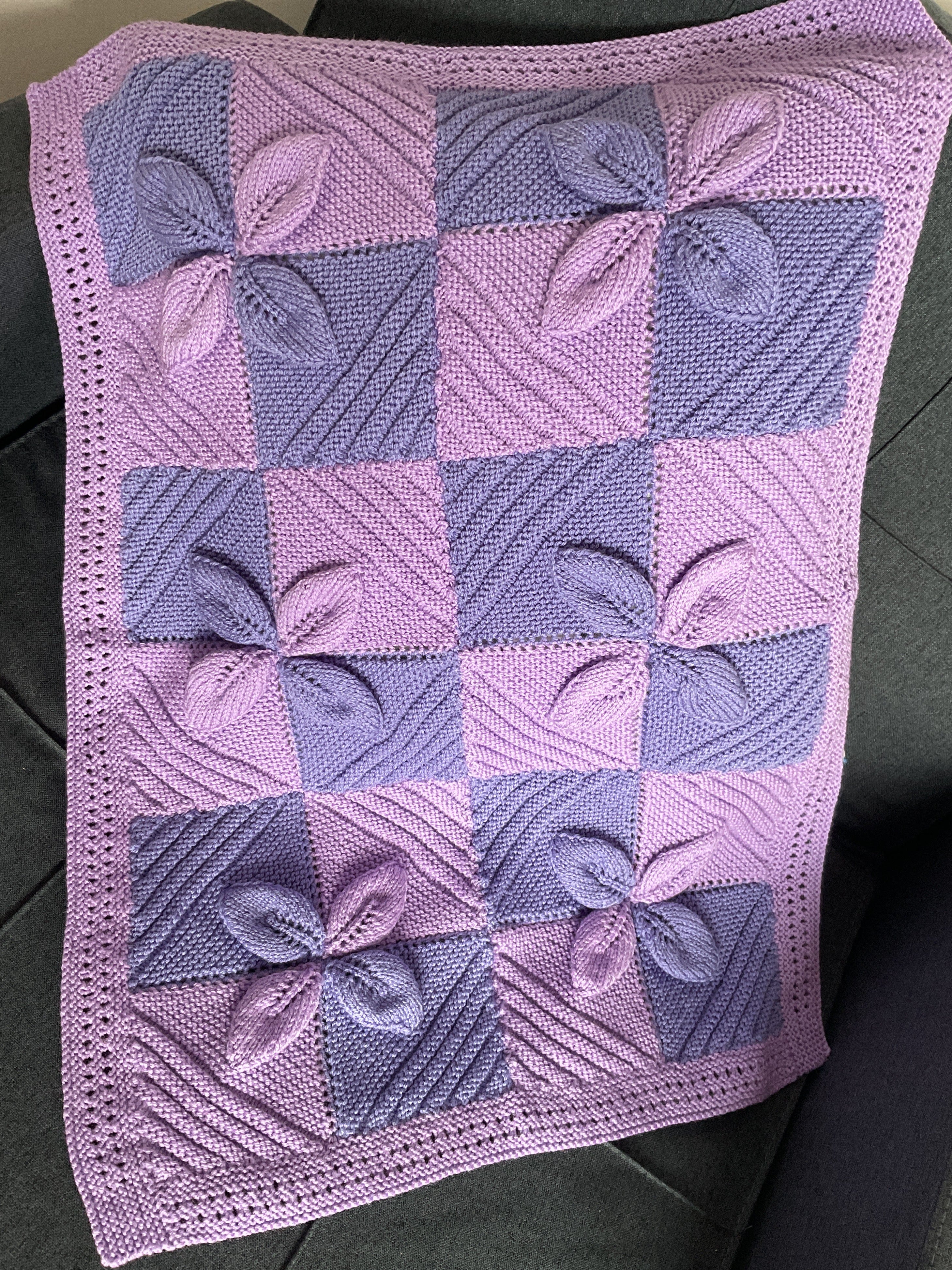 Purple flower design baby blanket