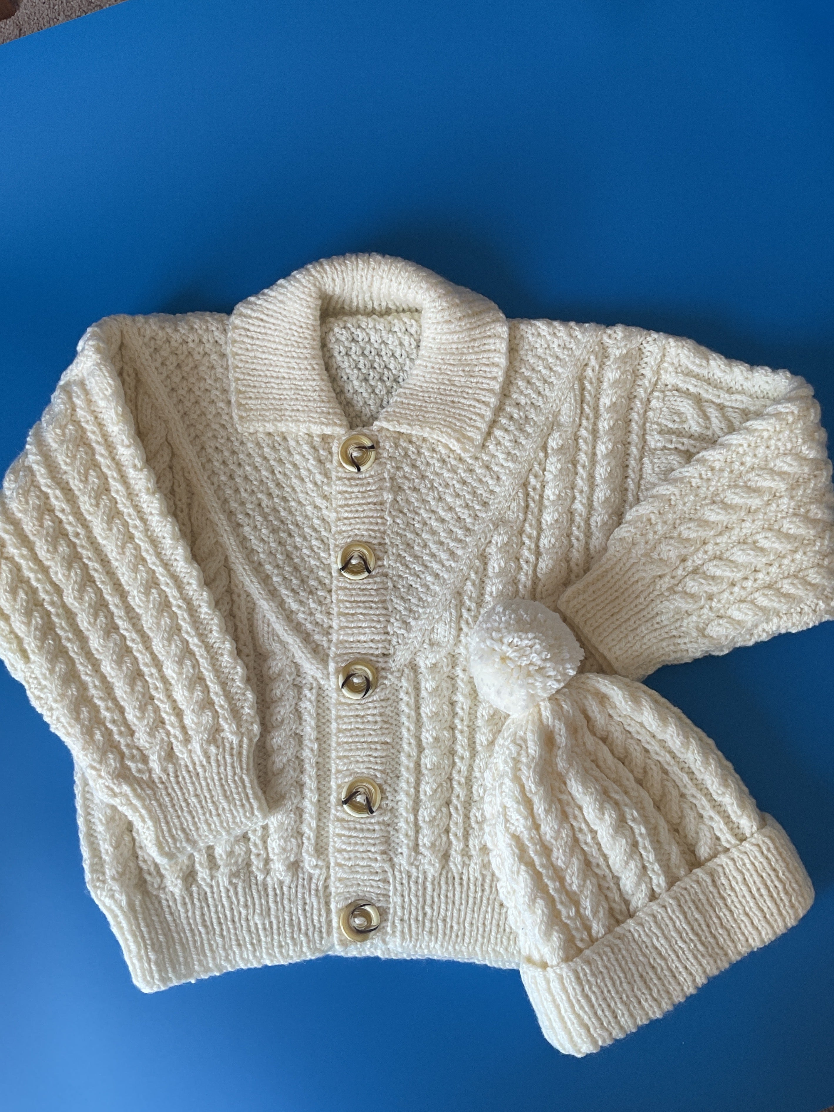 Aran Jacket and Bobble Hat