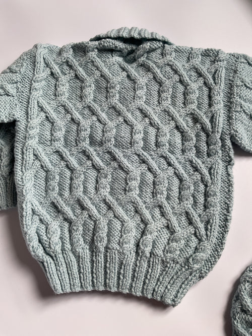 Blue Aran Jacket and Beret