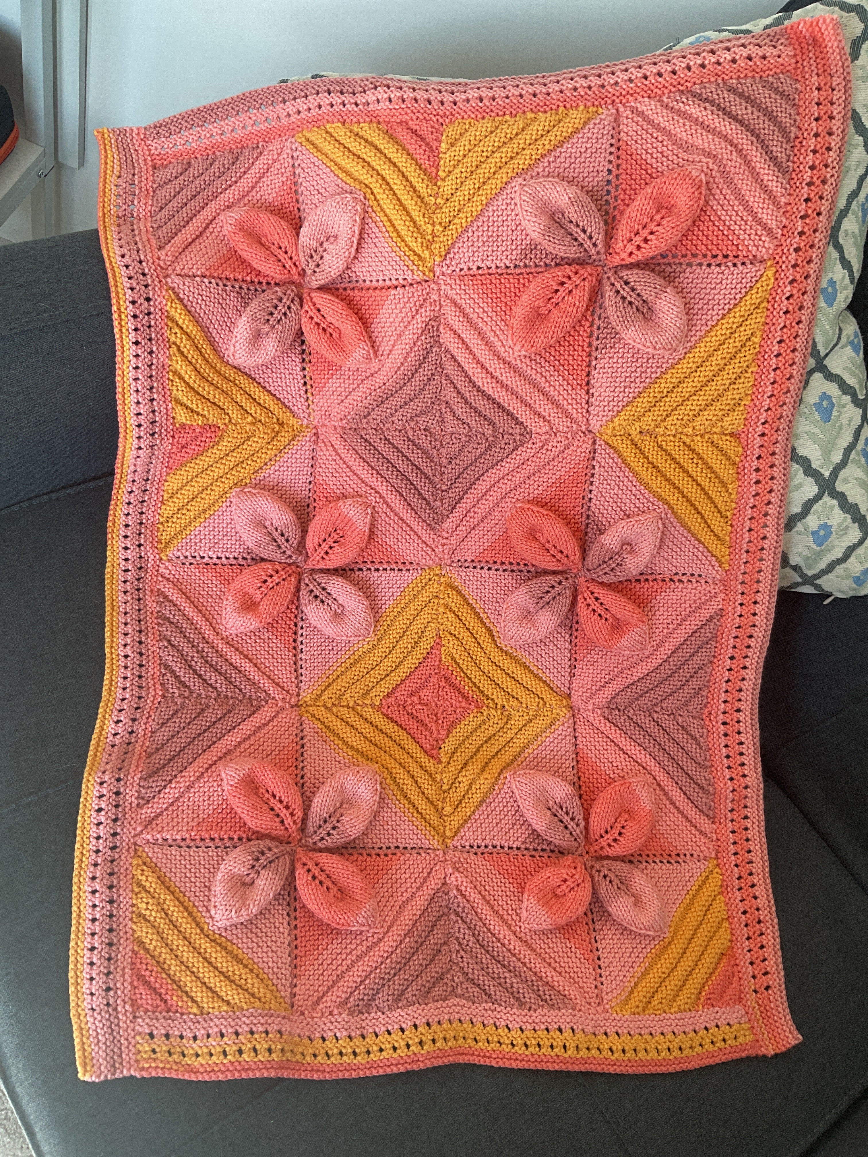 Pink, Lilac and Mustard  mix flower design baby blanket